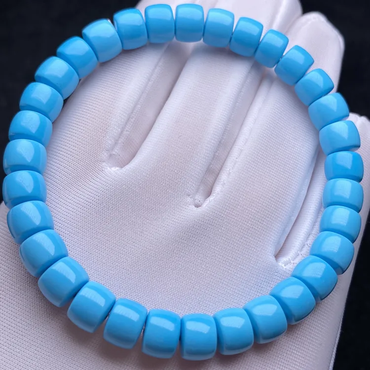 精工瓷高蓝色7mm直切老型手串单圈手链对珠散珠隔配珠diy配饰配件