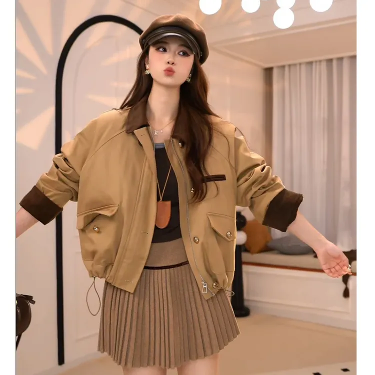 许你耀眼 露丝同款美式复古外套女秋2025新休闲百搭甜美夹克上衣
