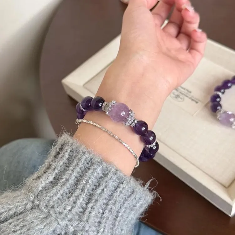 天然乌拉圭紫水晶手串12九紫离火运手链送闺蜜好友
