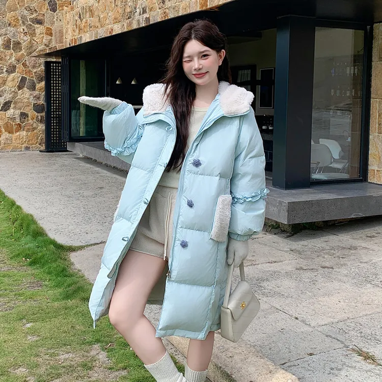 莞迩大码羽绒服胖mm200-300斤白鸭绒女秋冬显瘦不臃肿兔耳朵