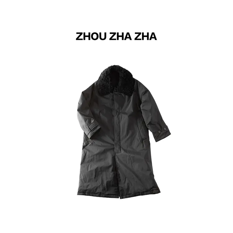 【周炸炸】“蓄暖” 羊毛领设计款廓形高级慵懒长款风衣羽绒#548573
