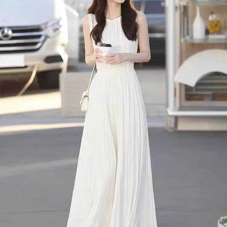 哥弟阿玛施正2025夏季新款端庄大气名媛女神范长裙高级感无袖连衣