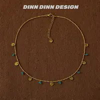 DINN DINN DESIGN 钛钢项链 度假系列小花压纹项链复古小众彩色