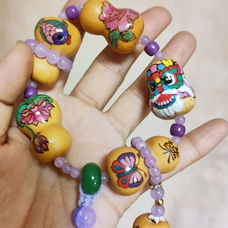 精品骨头 葫芦文玩手串烙画彩绘亮光适合收藏装饰