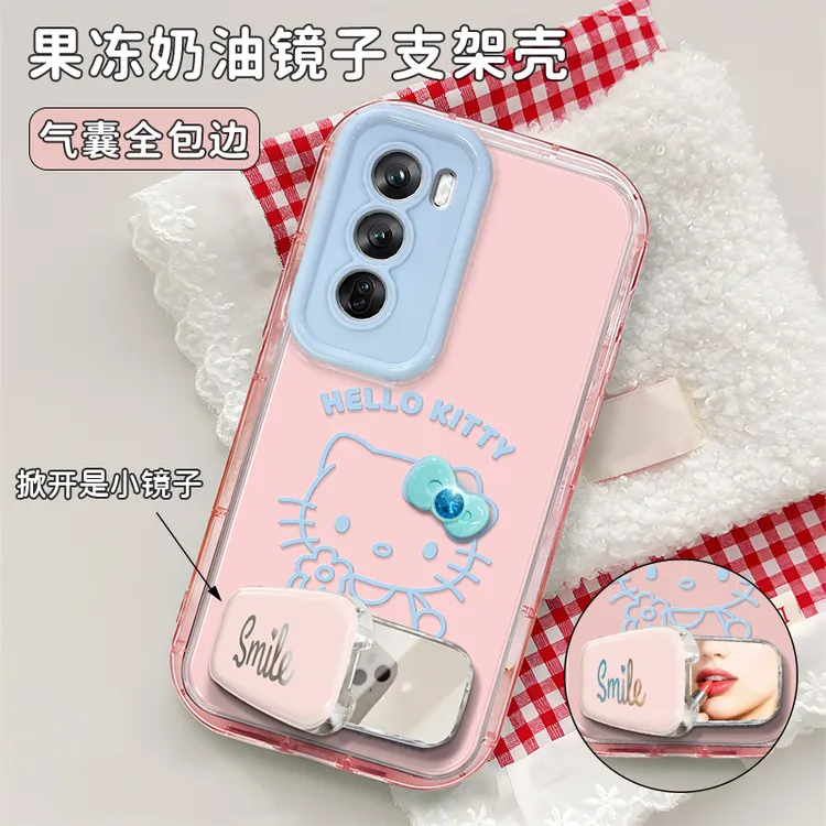 粉蓝线条kt猫适用【OPPO】Reno14/Reno13Pro/Reno8Pro/Reno11手机壳