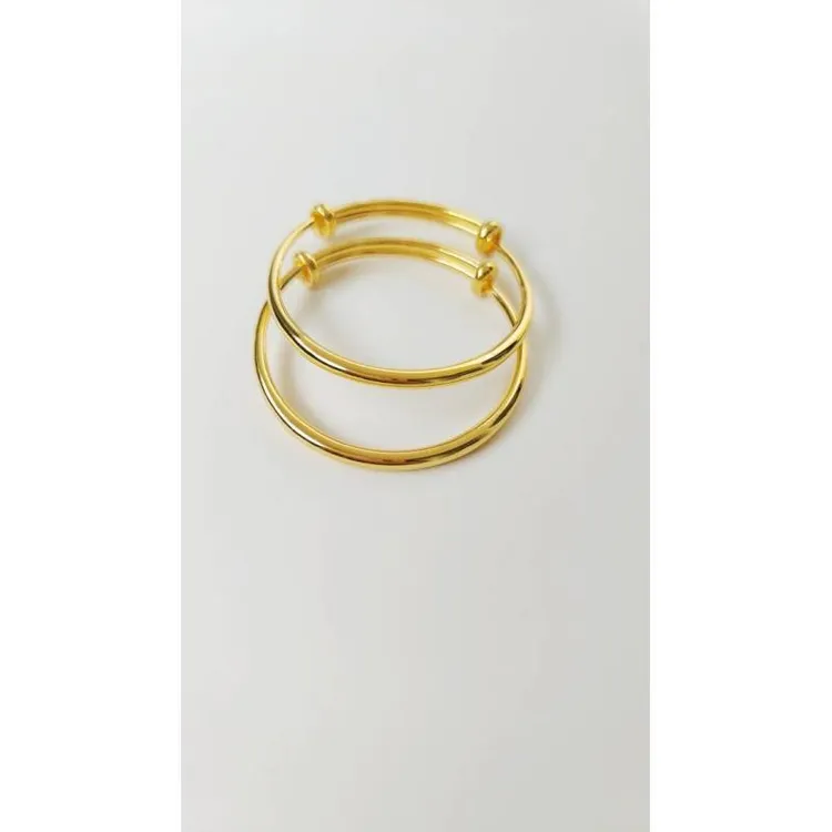 足银手镯 宝宝素款推拉手镯单只 简约亮面经典实心可调节不掉色