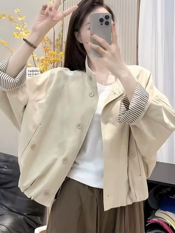 高级韩系立领工装气质外套女秋季港风休闲流行爆款夹克上衣2575