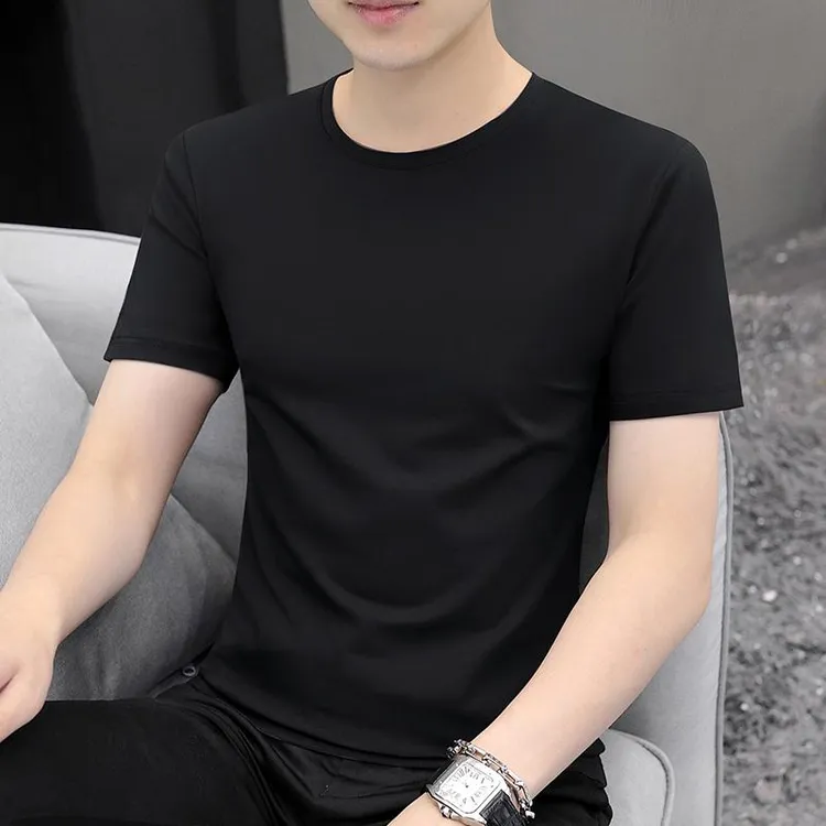 约文库费高端时尚春夏季男款短袖时尚圆领修身休闲商务打底衫上衣