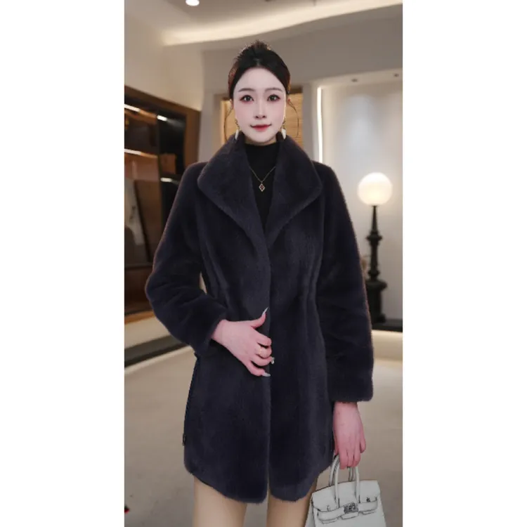 [送运费险]新款皮草中长款紫色翻领雪兰貂高端外套女秋冬款-娜娜