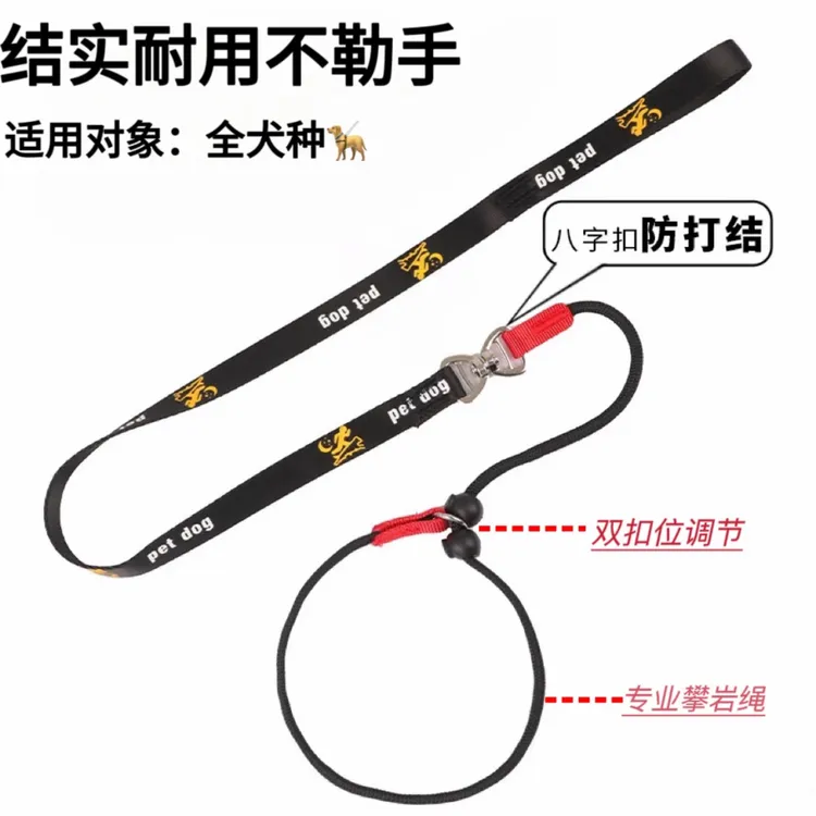 狗狗牵引绳比赛细P绳一体式专业训犬绳中小型犬防爆冲八字环遛狗