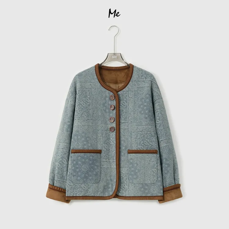 ME【禾木市集】100绵羊毛填充佩斯利提花时尚百搭休闲棉服MESA2177