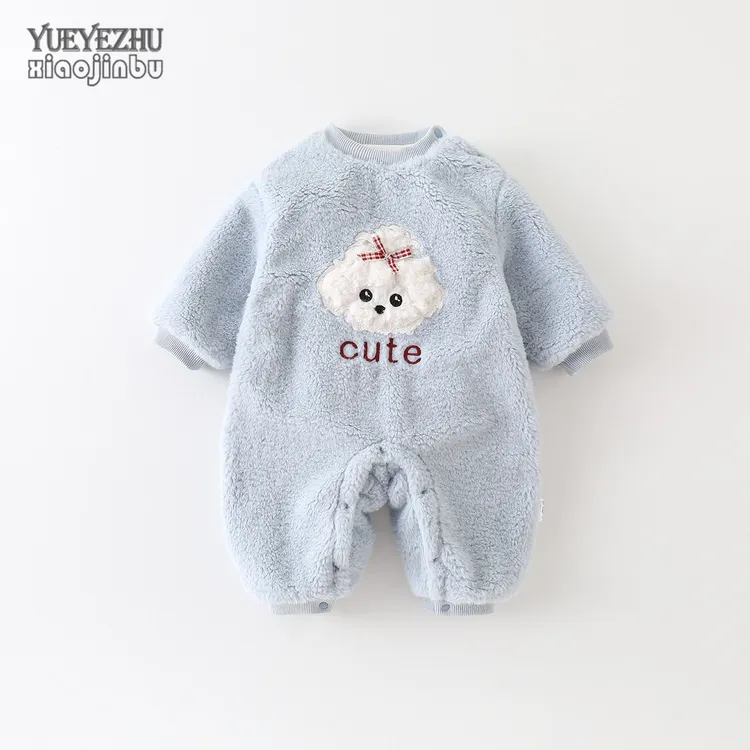 婴儿毛绒连衣秋冬加绒女宝宝网红衣服深秋初冬韩版洋气哈衣我出服