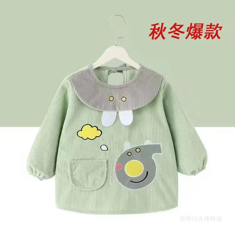 宝宝儿童防水罩衣吃饭围裙围饭兜婴儿秋冬长袖小孩围嘴口水巾JTQ