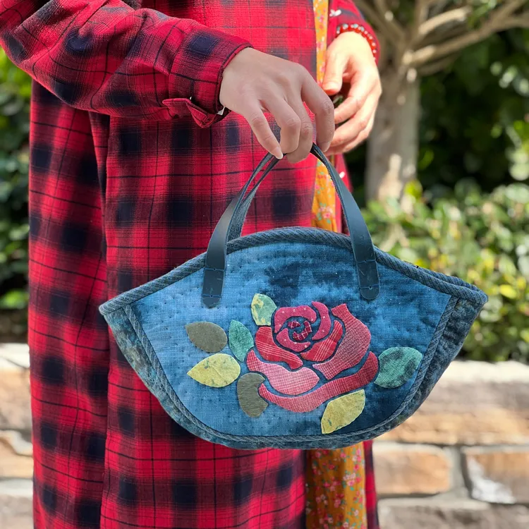 指间非遗鲁绣手工diy新品拼布包绿韵花语材料包32*18*9cm2503029