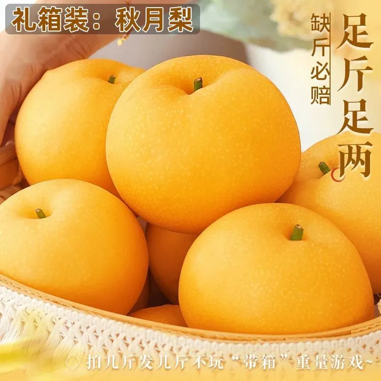 正宗山东秋月梨脆甜多汁皮薄如纸汁甜如蜜果肉细嫩无渣