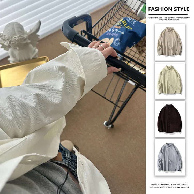 灯芯绒长袖衬衫男款春季棉潮牌宽松休闲外套美式vintage复古衬衣