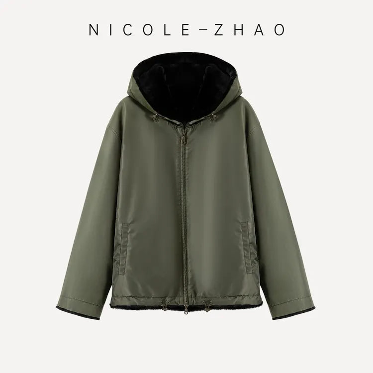 5NWT111【贵姐NICOLE】旅行户外穿搭貂绒皮草两面穿三防外套