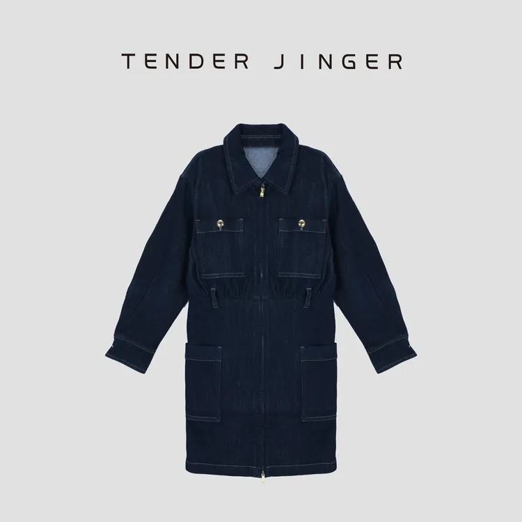 Tender Jinger工装中低腰牛仔连衣裙T53HMD41433