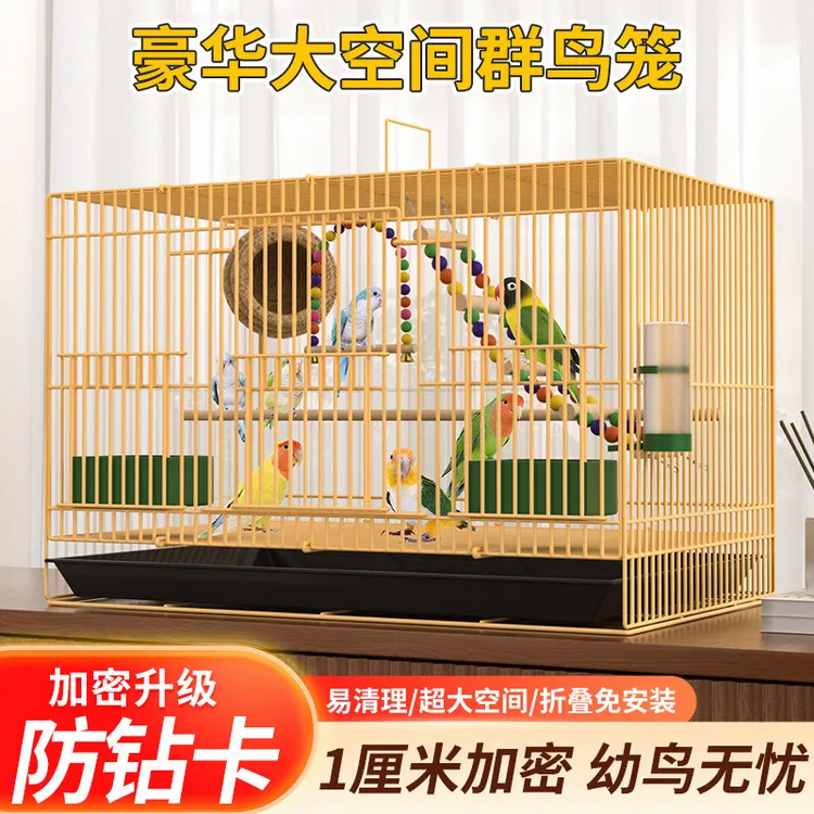 免安装鸟笼子加密带厕所家用玄凤鸟笼金属大号虎皮鹦鹉室内鸟围栏