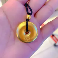 足金福字古法平安扣吊坠