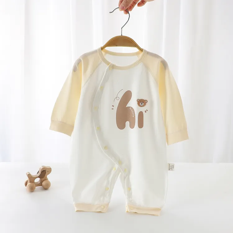婴儿连体衣无骨长袖夏季纯棉空调服新生儿爬服衣服宝宝睡衣透气