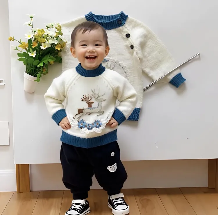 双鹿迎春国潮中国红材料包居家快速达柔软亲肤绒线非成品新春节日