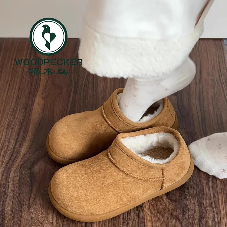 啄木鸟加绒勃肯鞋女2025新款冬季厚底全包毛毛绒雪地靴土豆棉鞋子