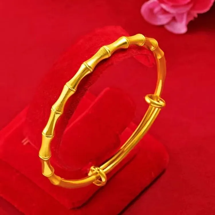 铜合金手镯 【精品竹节手镯】时尚气质节节高推拉手工精美手镯女款