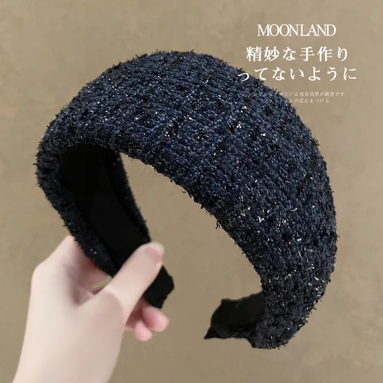 高级感宽边小香风亮丝发卡女高颅顶日常外戴头箍洋气时尚洗脸发箍