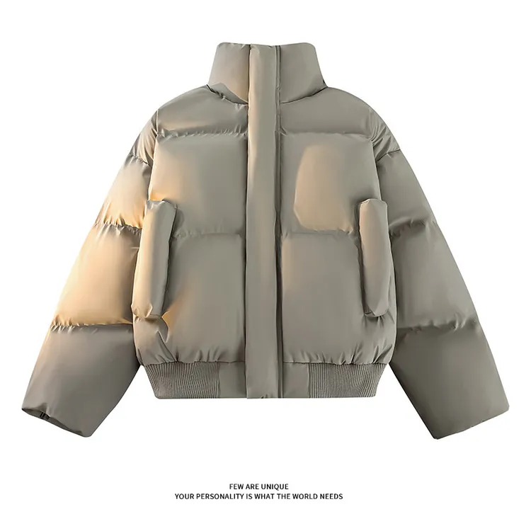 cleanfit棉衣男短款冬季加厚面包服外套美式复古pu皮棉服立领棉袄