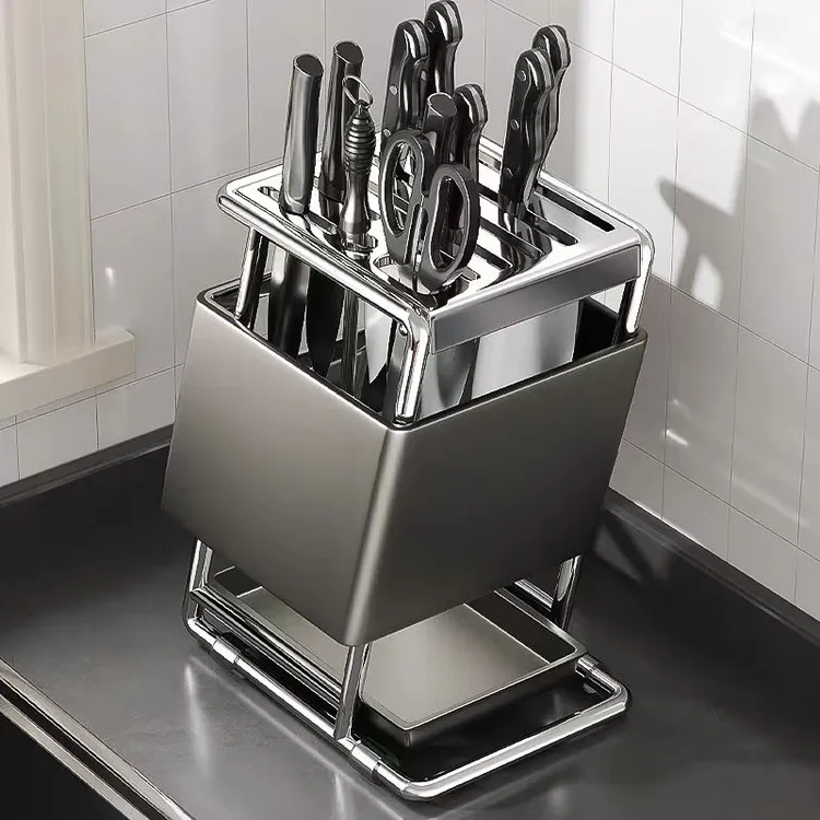 2025款不锈钢刀架置物架厨房台面刀座放菜刀架子多功能刀具收纳架