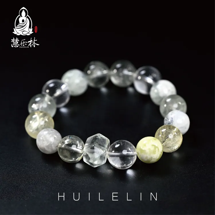 慧乐林【千祥汇流】绿色多宝双尖白水晶手串