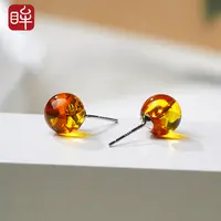 印象眸S925银琥珀花珀耳坠ND