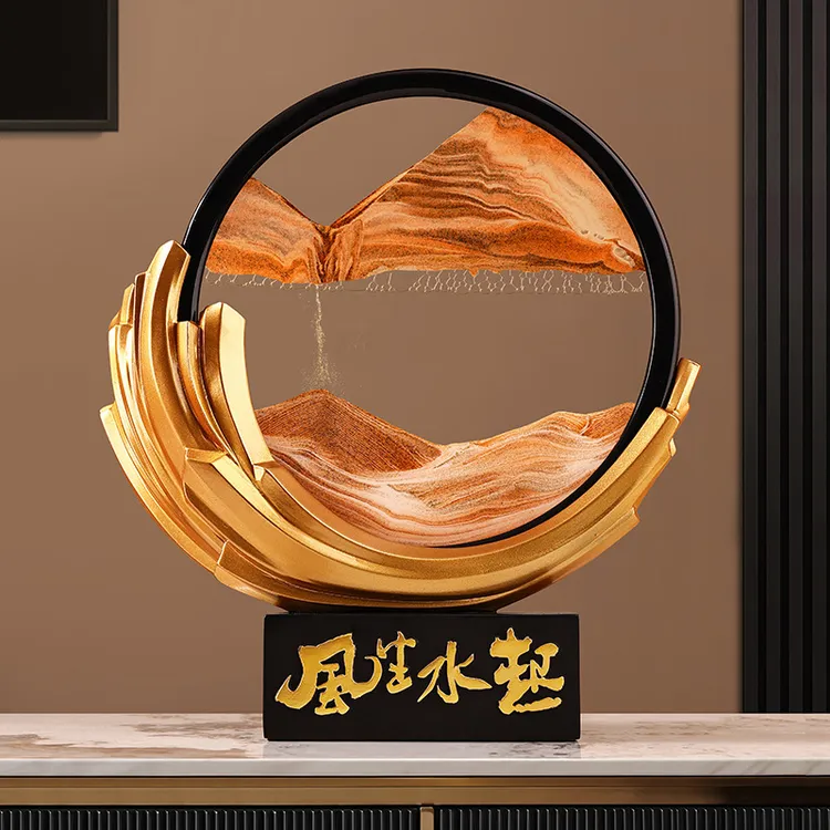 贝汉美风生水起流沙画摆件新中式客厅电视柜乔迁开业年会礼品