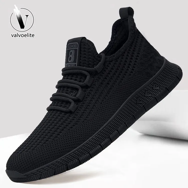 VALVOELITE男鞋秋季网布鞋透气防臭网鞋运动休闲全黑色软底鞋子码