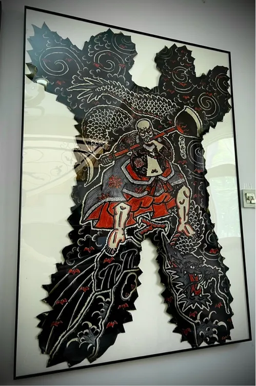 仿真人皮纹身刺青标本皮革装饰画花和尚鲁智深