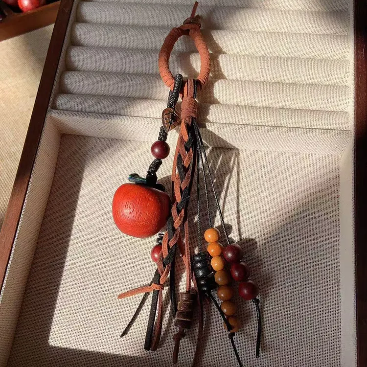 新中式原创设计生日礼物木雕苹果手机挂高级感包挂圣诞节礼物