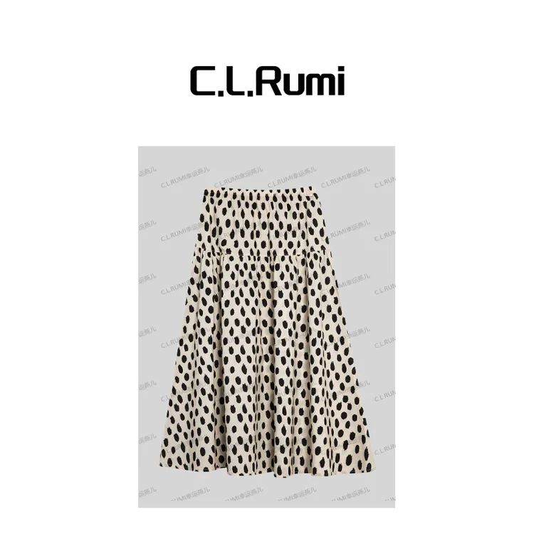 【Rumi小店】“奥黛丽“25夏不规则波点印花减龄显瘦松紧半身裙6795bq