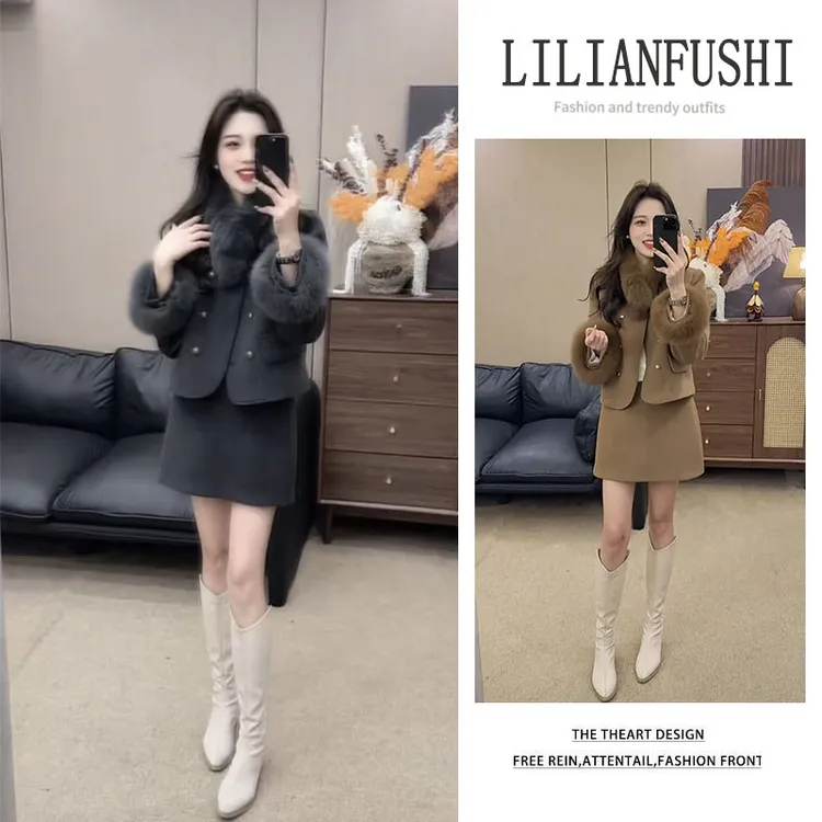 今年流行漂亮套装2025新款洋气高级感长袖外套百搭显瘦短裙两件套