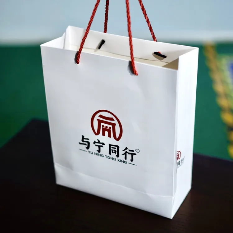 与宁同行白色手提袋可装4罐精品礼袋送礼必备大气简约袋子大容量