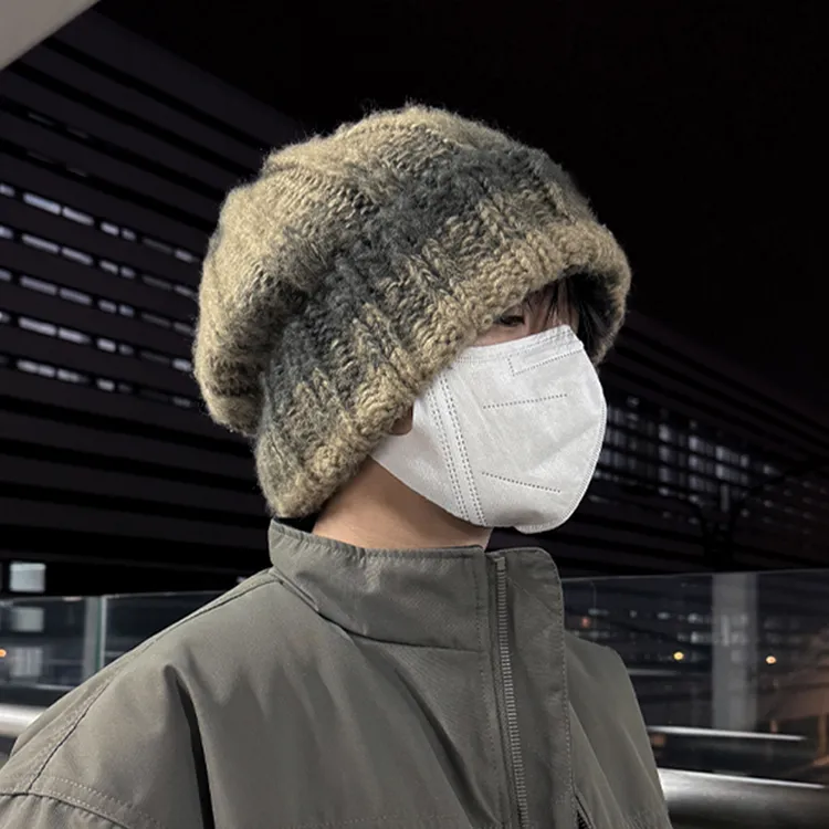 CHUNCC大头围粗针织帽男款加绒加厚毛线帽男秋冬季冷帽堆堆帽子