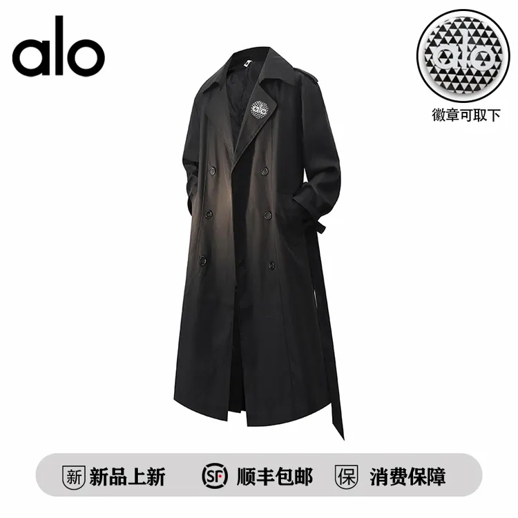 【官方奥特莱斯】alo潮牌 日系复古中长款高级感风衣百搭男士大衣