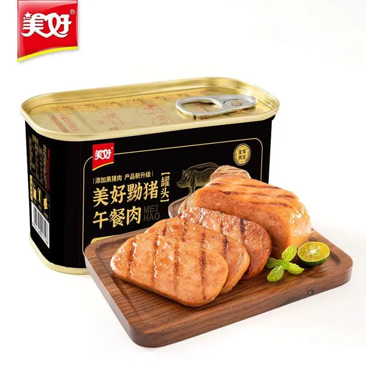 美好美好黝猪午餐肉198g纯猪肉减脂罐头即食方便火锅三明治早餐