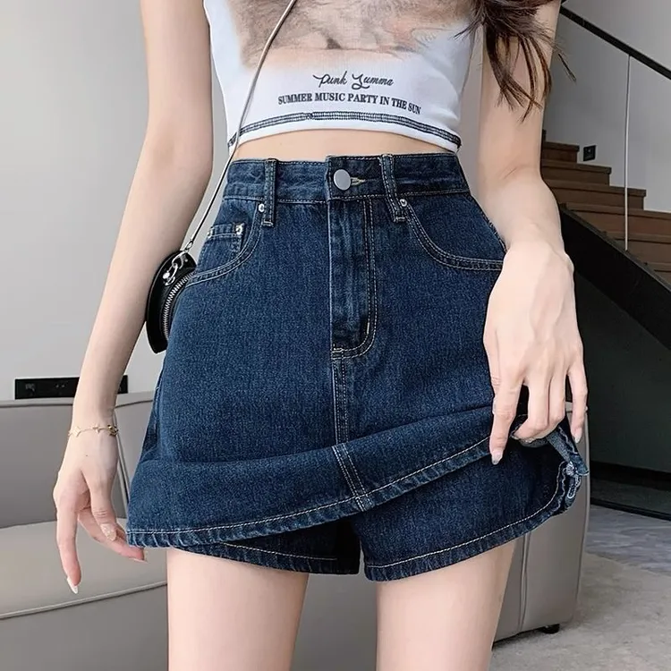 牛仔短裙女新款防走光高腰a字半身裙夏秋季时尚大码辣妹包臀裙裤
