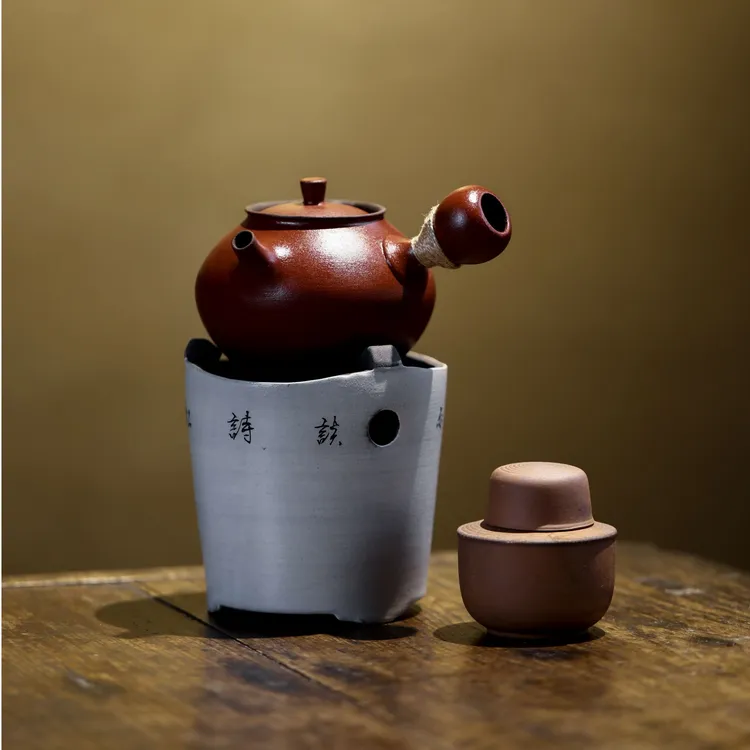 百垚百垚手工山楂红诗文酒精炉会跳盖侧把壶套组冬天围炉煮茶