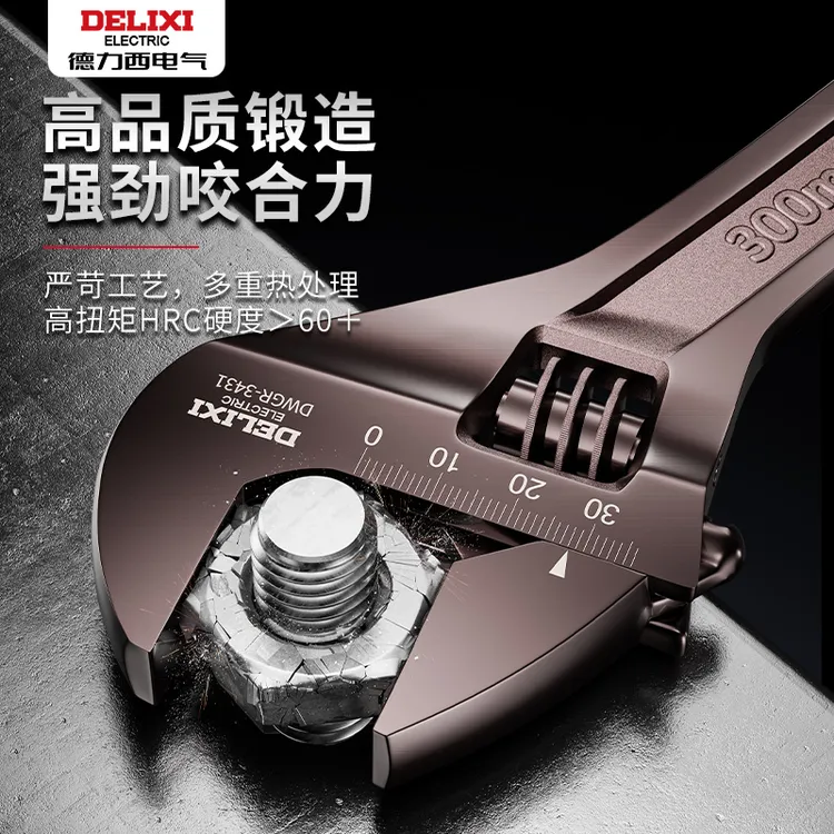 德力西多功能扳手活口大号扳手正品水龙头卫浴专用活动板手工具