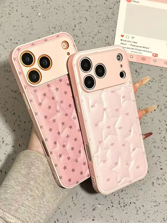 皮纹五角星鼓包壳适用苹果17/华为/小米/防摔手机壳