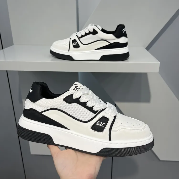 春季透气系带板鞋休闲板鞋时尚拼色百搭运动休闲鞋