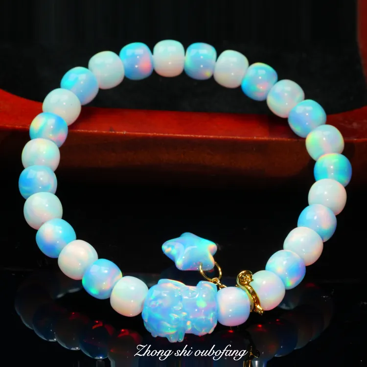 「ZHONG」7×6mm极光系列人造欧泊老型单圈手串个性DIY配色提溜款