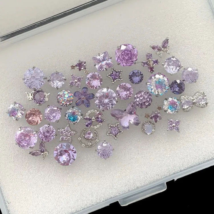 钛钢耳饰 紫色情书RINGRING钛钢耳钉女耳骨钉饰品耳蜗钉精致耳饰